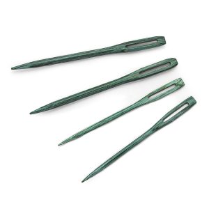 Aiguilles à repriser X4 bois et boîte de rangement