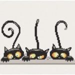 Tableau point de croix Princesse, motif Les chats curieux