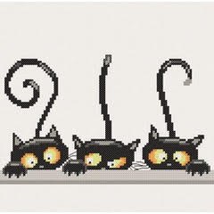 Tableau point de croix Princesse, motif Les chats curieux