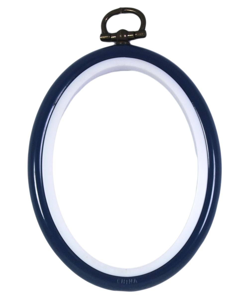 Tambour à broder plastique Ovale 6,5x9 cm bleu